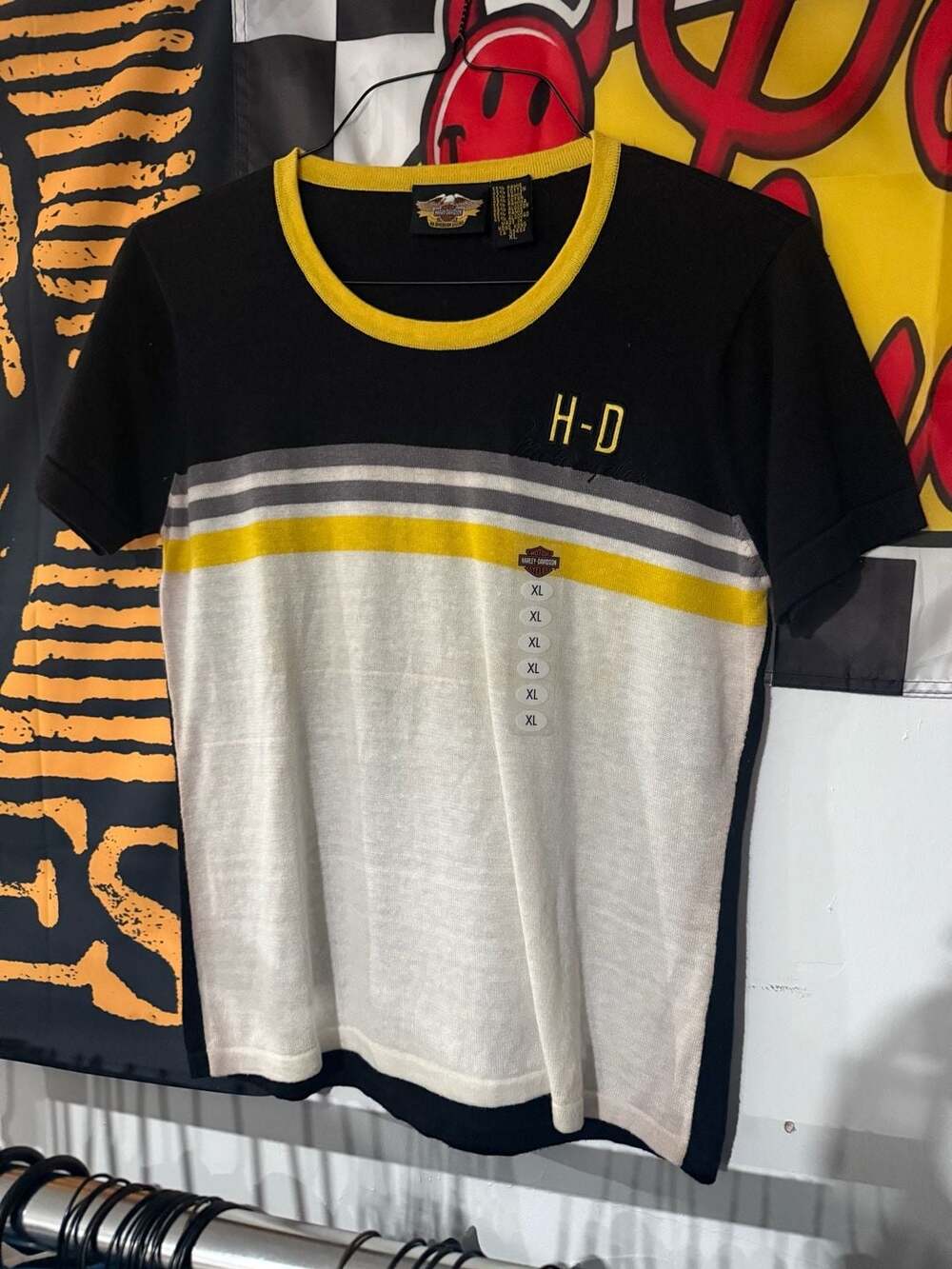 Harley-Davidson Vintage Women's Knit Ringer Short Sleeve Sweater